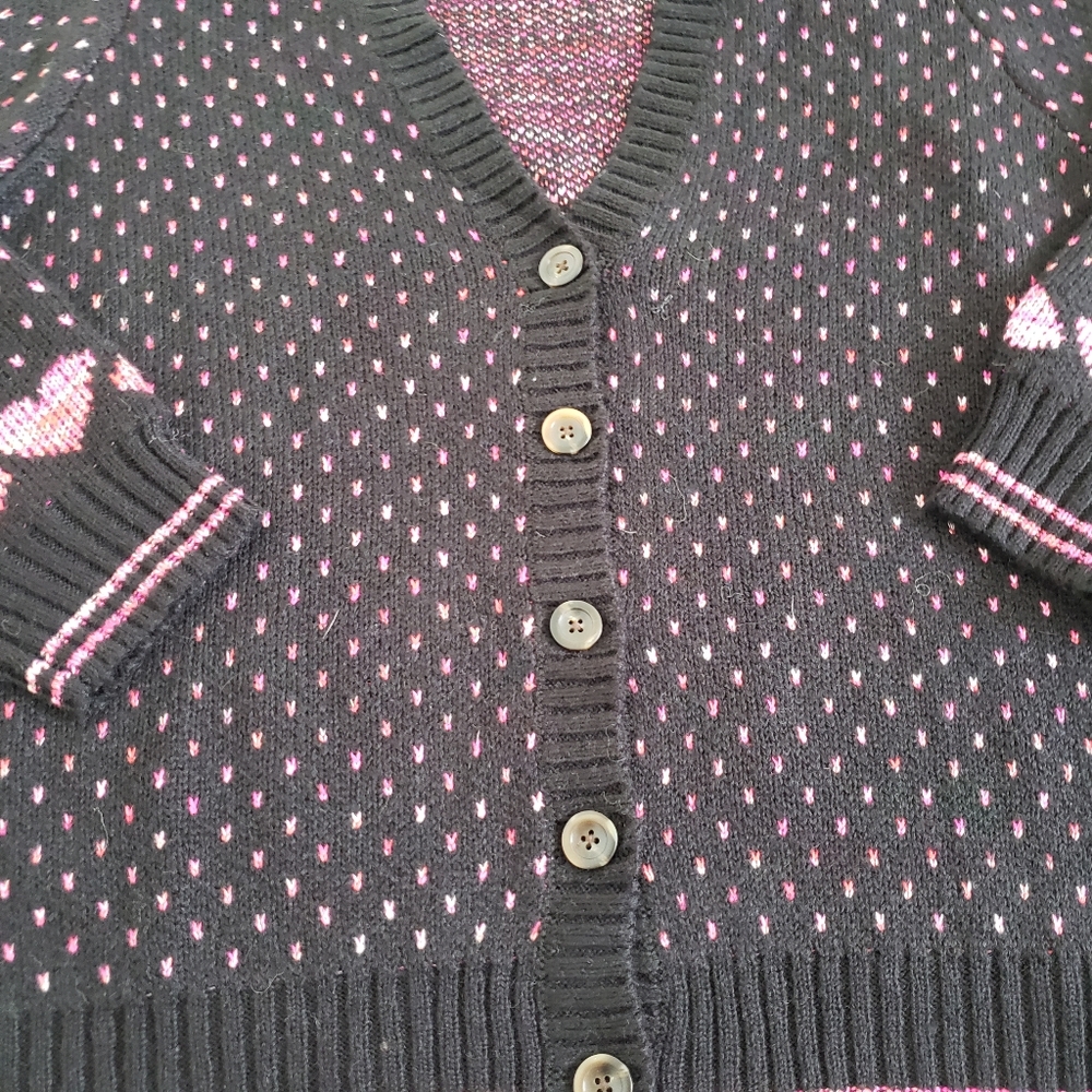 Torrid Cardigan Drop Shoulder V Neck Button Front Sweater Hearts Size 3X - Picture 3 of 8